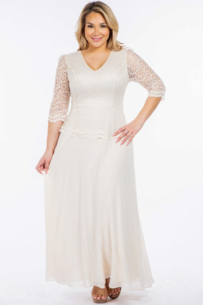 Off white lace top layered maxi dress