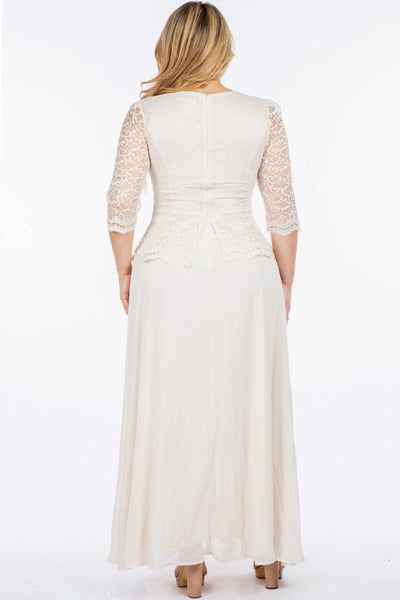 Off white lace top layered maxi dress