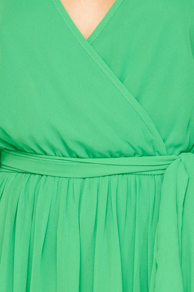 Green long sleeve hi-lo maxi dress