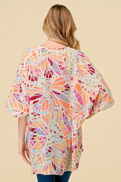 BLUE/PINK OVERSIZED PLUS TOP