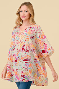 BLUE/PINK OVERSIZED PLUS TOP