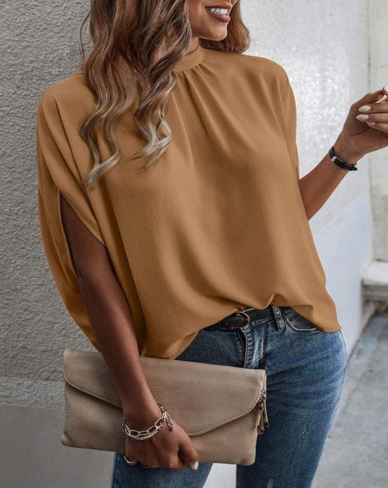 Brown tie back blouse