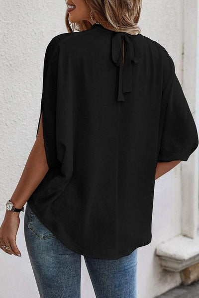 Black tie back blouse