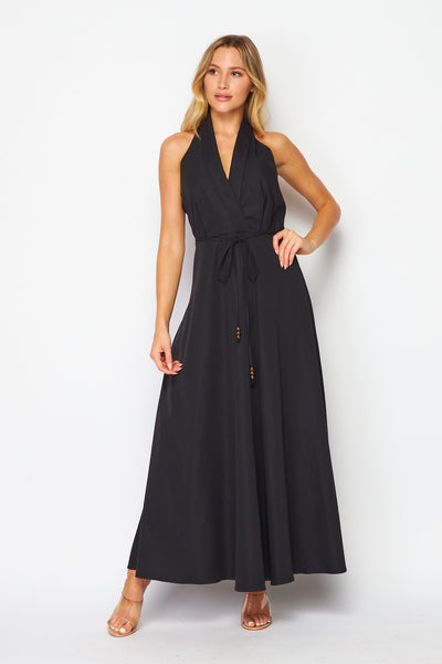 Sleeveless halter maxi dress