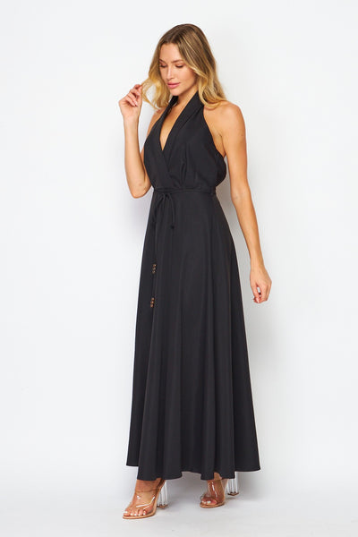 Sleeveless halter maxi dress