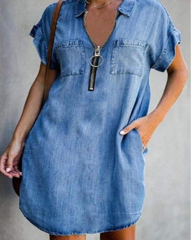 Denim blue short dress