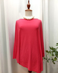 Coral dolman top round collar assymetrical tunic