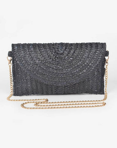 Straw envelope clutch bag