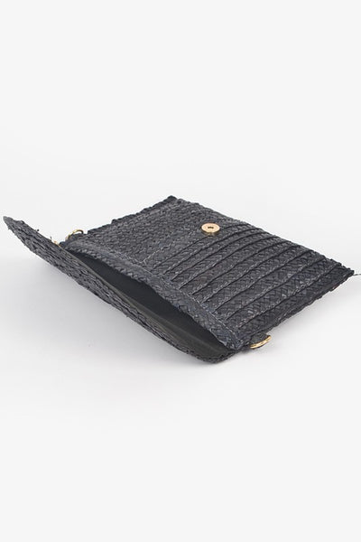 Straw envelope clutch bag