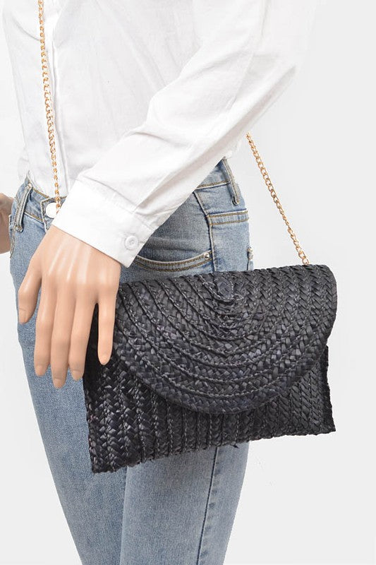 Straw envelope clutch bag