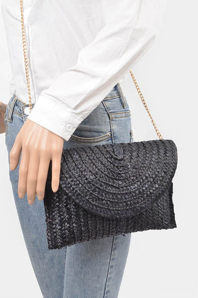Straw envelope clutch bag
