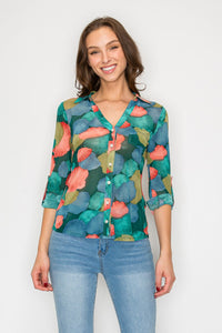 Hunter green printed top, Plus size