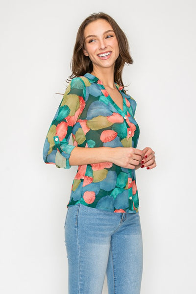 Hunter green printed top, Plus size