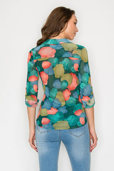 Hunter green printed top, Plus size