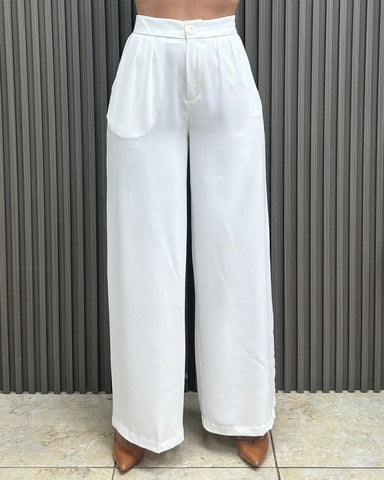 HIGH RISE PLEATED BUTTON PALAZZO PANTS