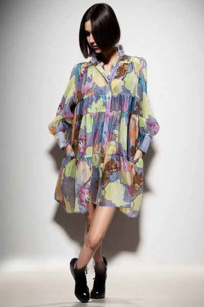 Light multicolor tiered dress