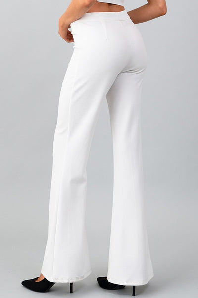 FIT AND FLARE SEAM PANTS. TWO COLORS BLACK, OFF WHITE