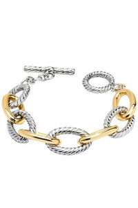 TEXTURED LINK TWO TONES BRACELET