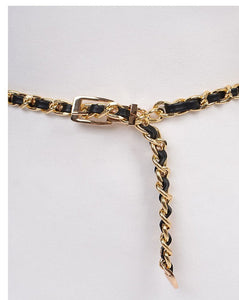 Gold and black braided chain belt