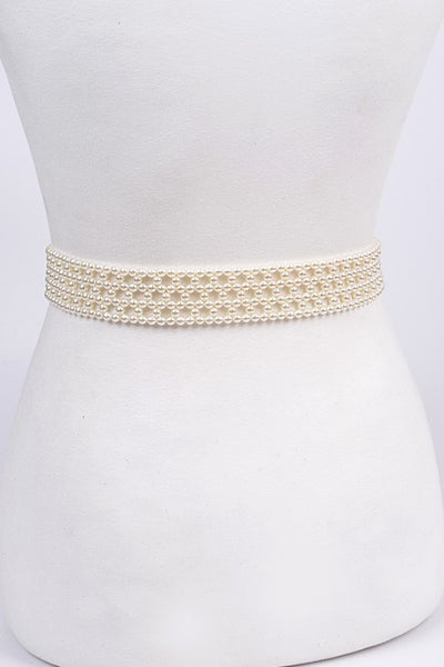 Knit pearl buckle belt