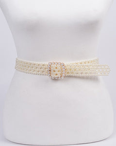 Knit pearl buckle belt