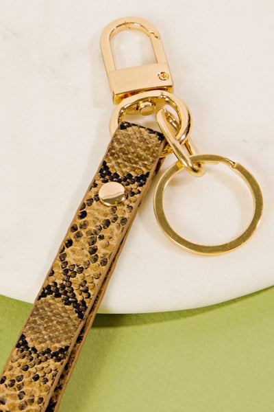 SNAKE PRINT PU LEATHER KEY STRAP