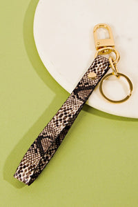 SNAKE PRINT PU LEATHER KEY STRAP