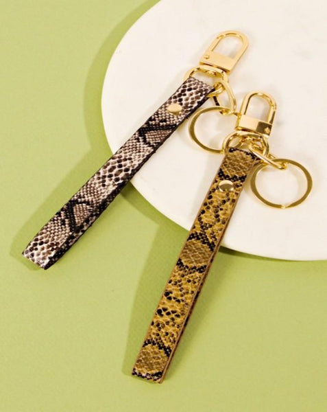 SNAKE PRINT PU LEATHER KEY STRAP