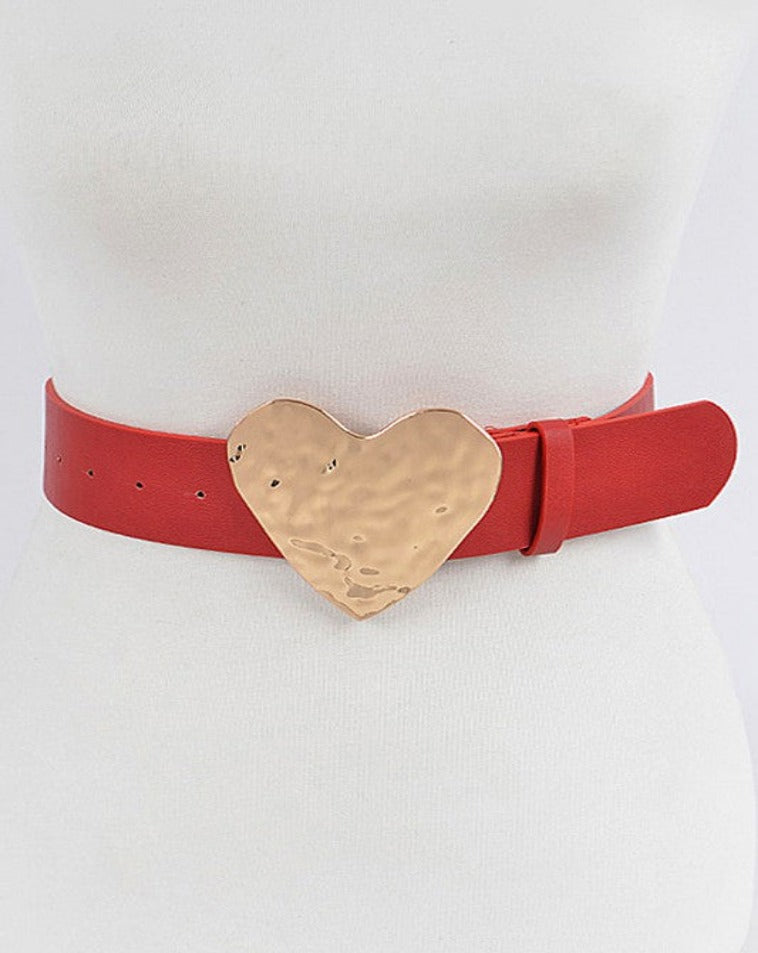 Red hammered heart shape buckle