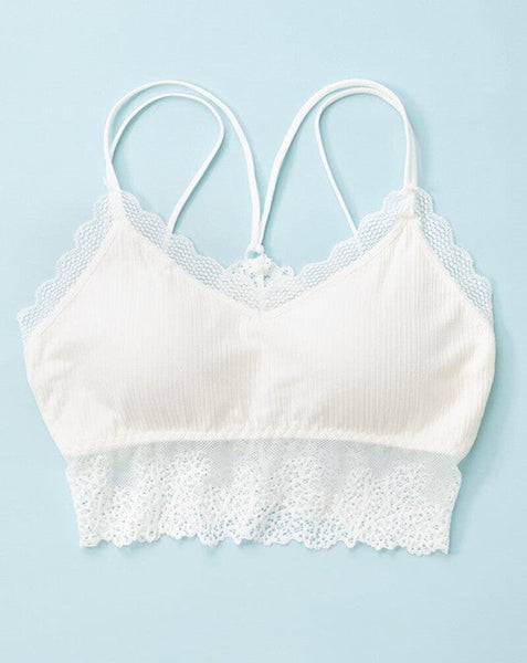 Lace detail, open back bralette