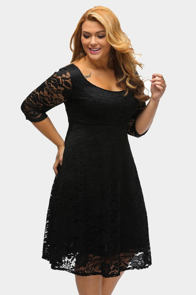 Floral lace flare dress. Plus size