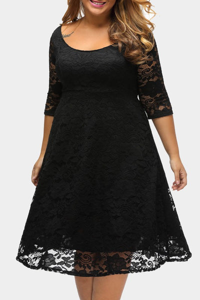 Floral lace flare dress. Plus size