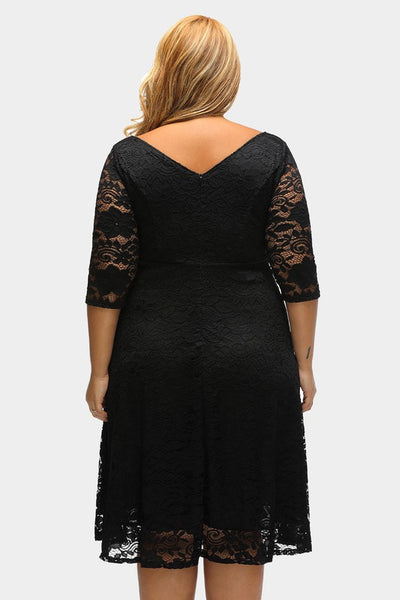 Floral lace flare dress. Plus size