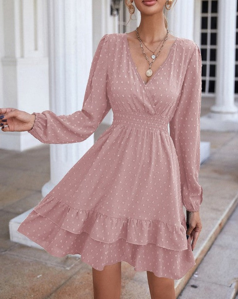 Mauve long sleeve short dress