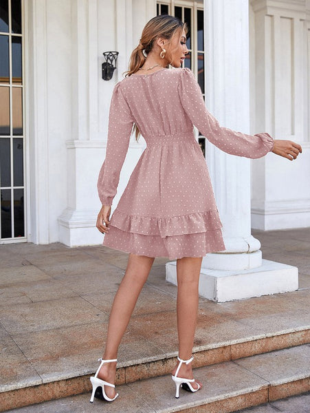 Mauve long sleeve short dress