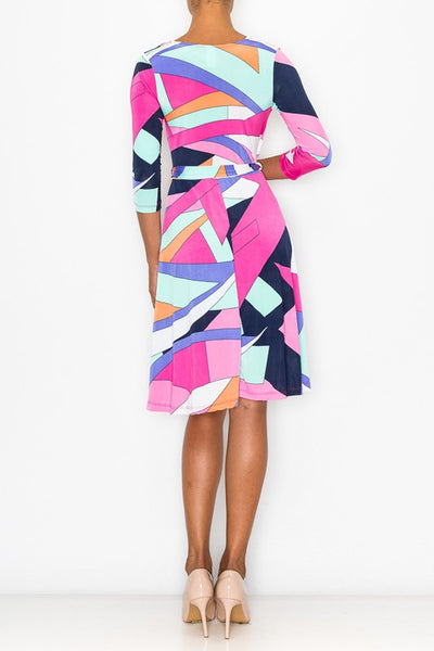 Fushia multi wrap knee length dress