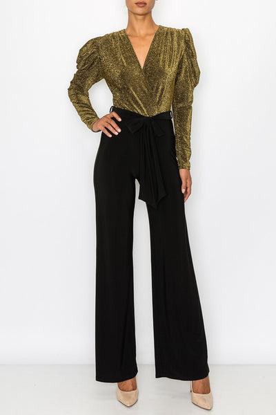 Metallic and black gold jumpsuit