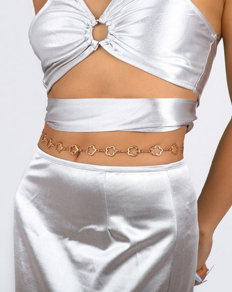 Gold flowers waist chain belt