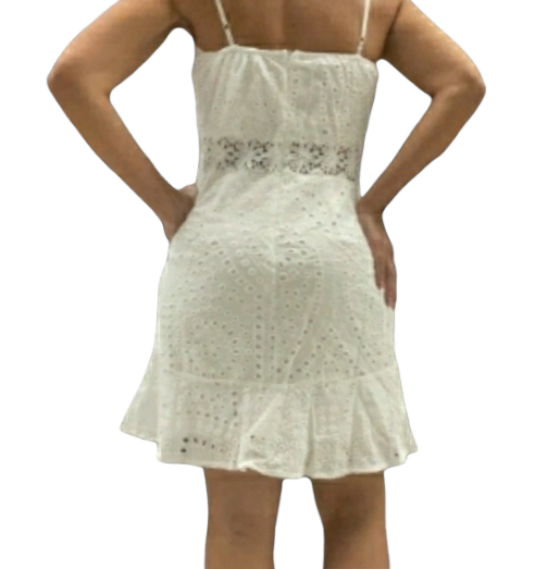 White eyelet short dress.