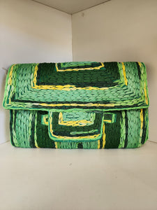 Green handmade clutch.   Also available in beige and brown.