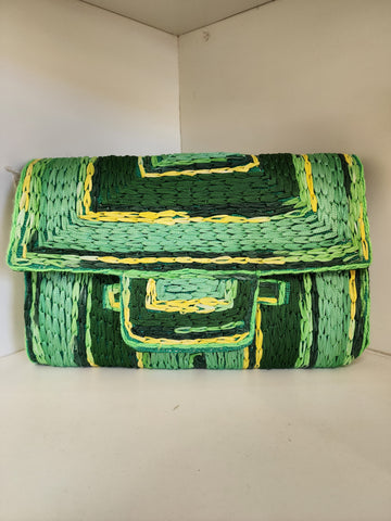 Green handmade clutch.   Also available in beige and brown.