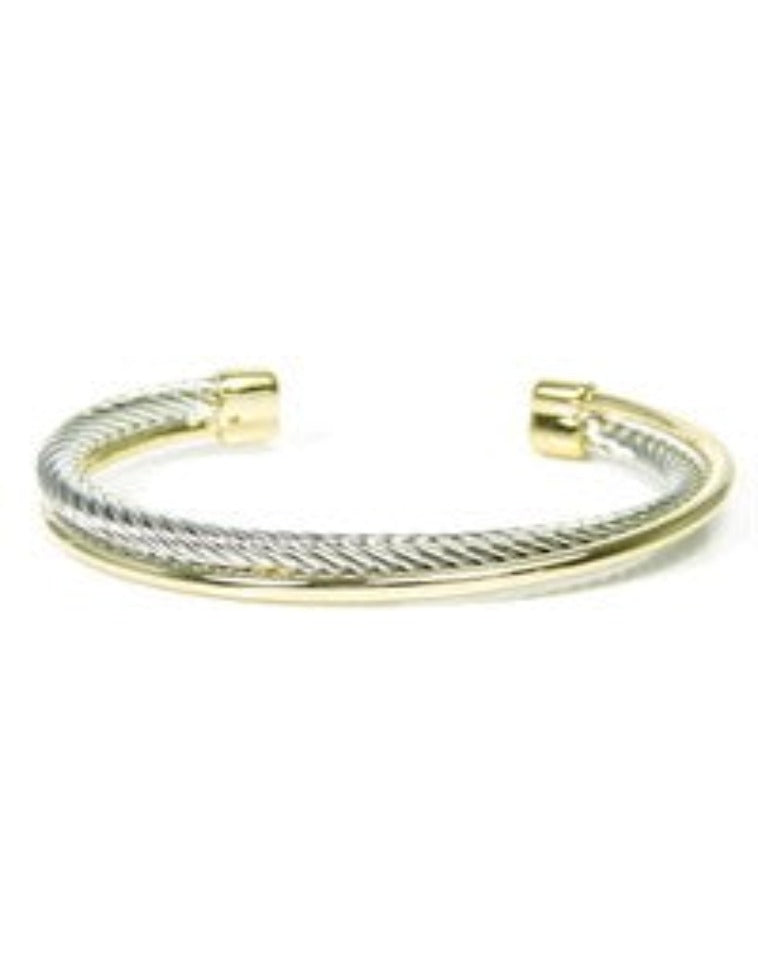 Two tone twisted cable open cuff