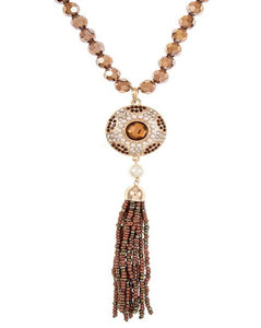 Glass beaded w/pearl round detailed w/tassel