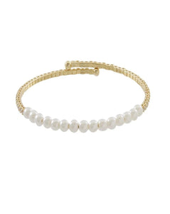 Adjustable Swarovski pearls and hypoallegenic serpentine bracelet. Goldfilled 18k