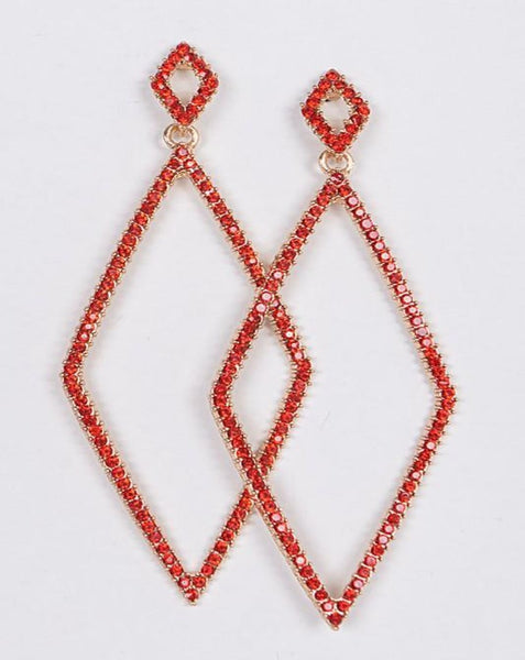 Rhombus crystal earrings.