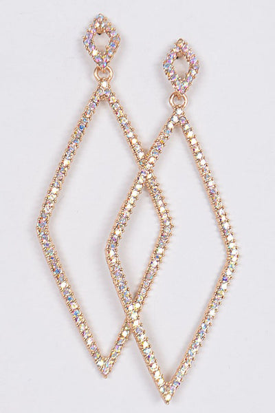 Rhombus crystal earrings.