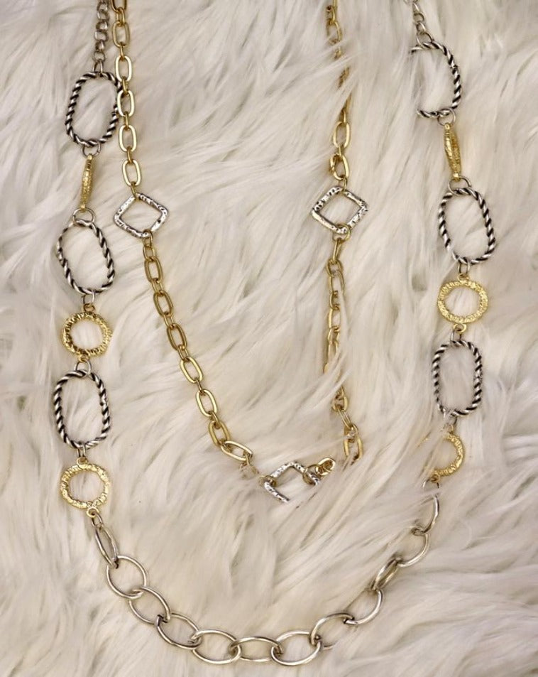 Necklace double chain in two tones