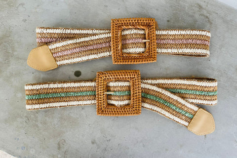 Raffia stretch belt