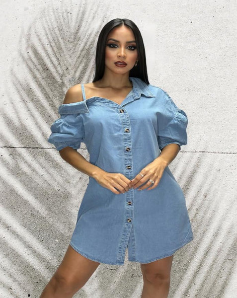 Denim blue short dress