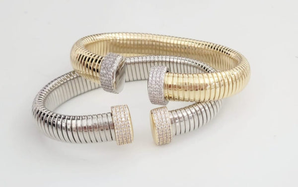 Pave coil cuff bracelet